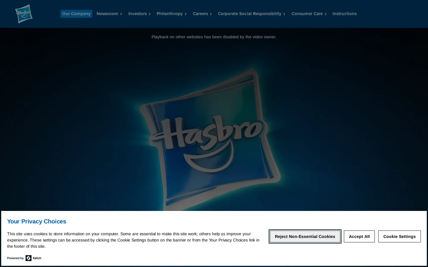 About the Company – Hasbro Homepage screenshot