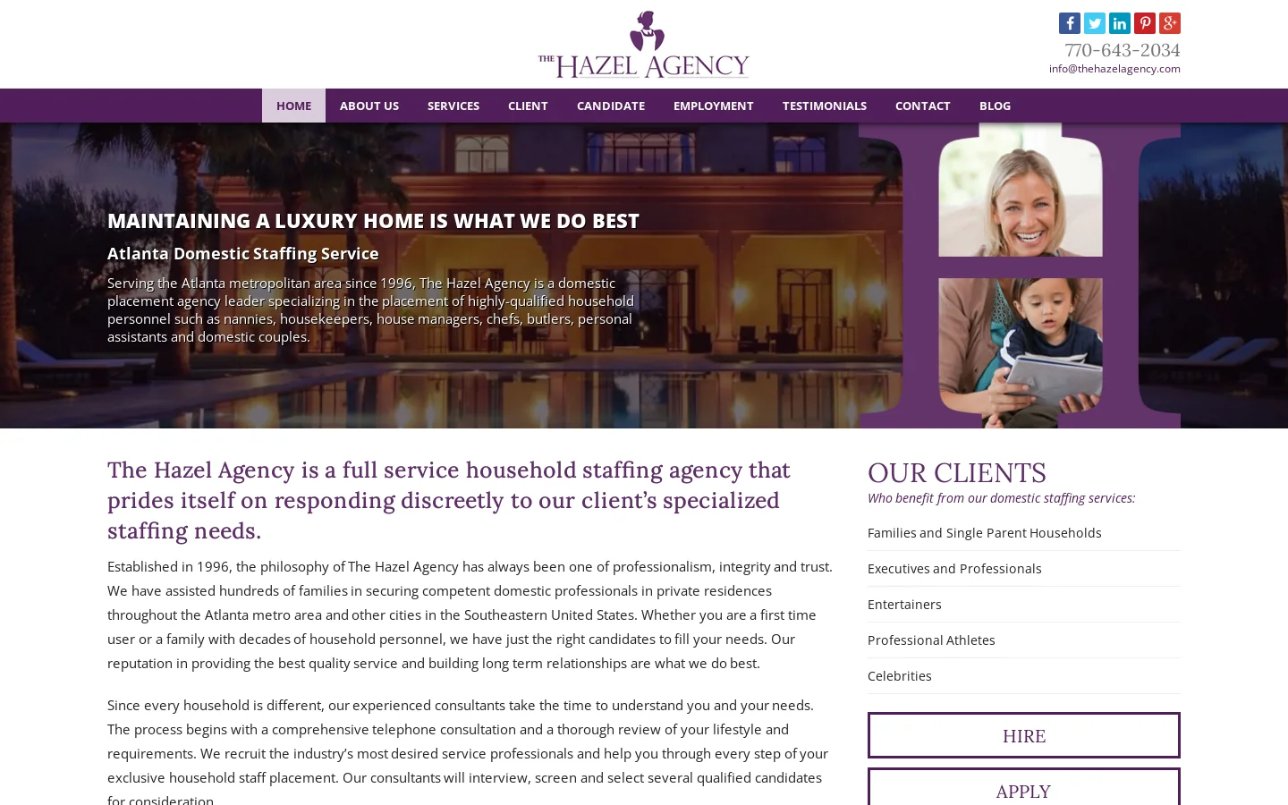 The Hazel Agency Homepage screenshot
