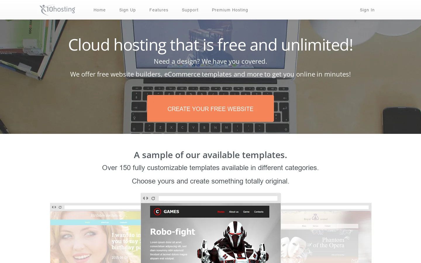 x10hosting Homepage screenshot