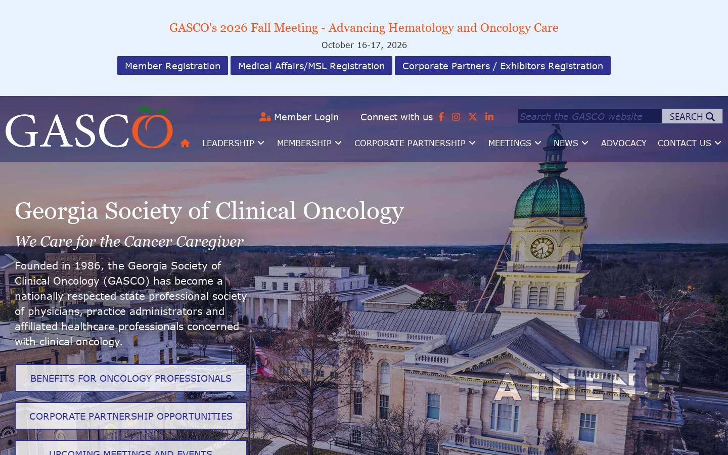 Georgia Society of Clinical Oncology Homepage screenshot