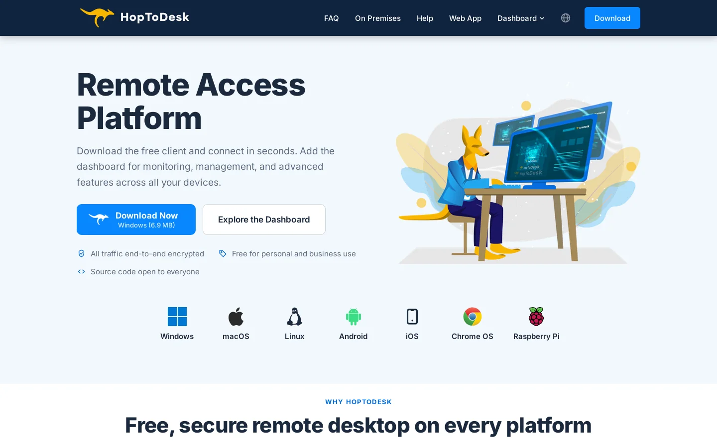 HopToDesk Homepage screenshot