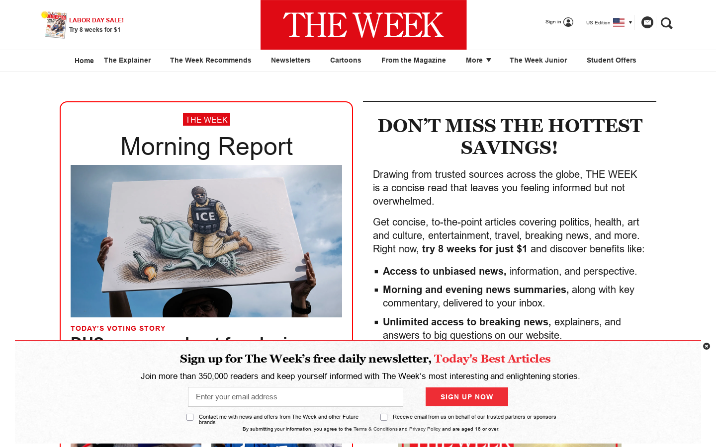 The Week Homepage screenshot