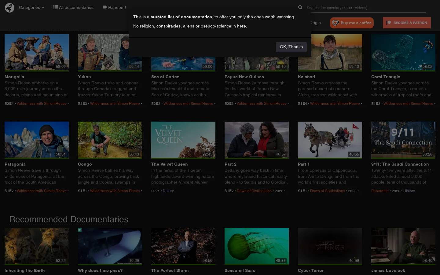 ihavenotv.com Homepage screenshot