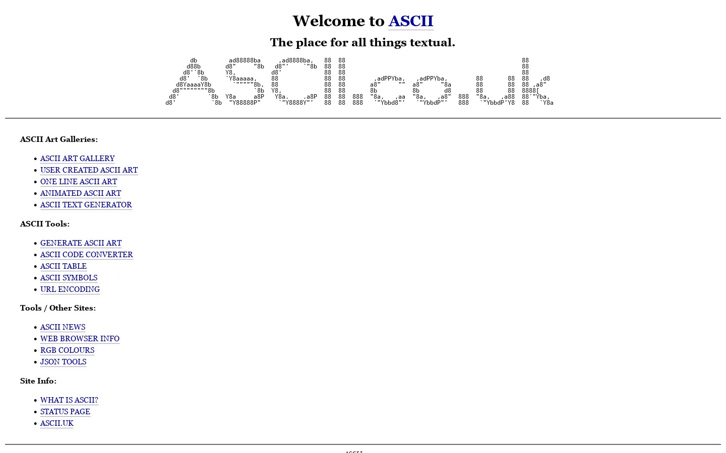 ASCII.co.uk Homepage screenshot