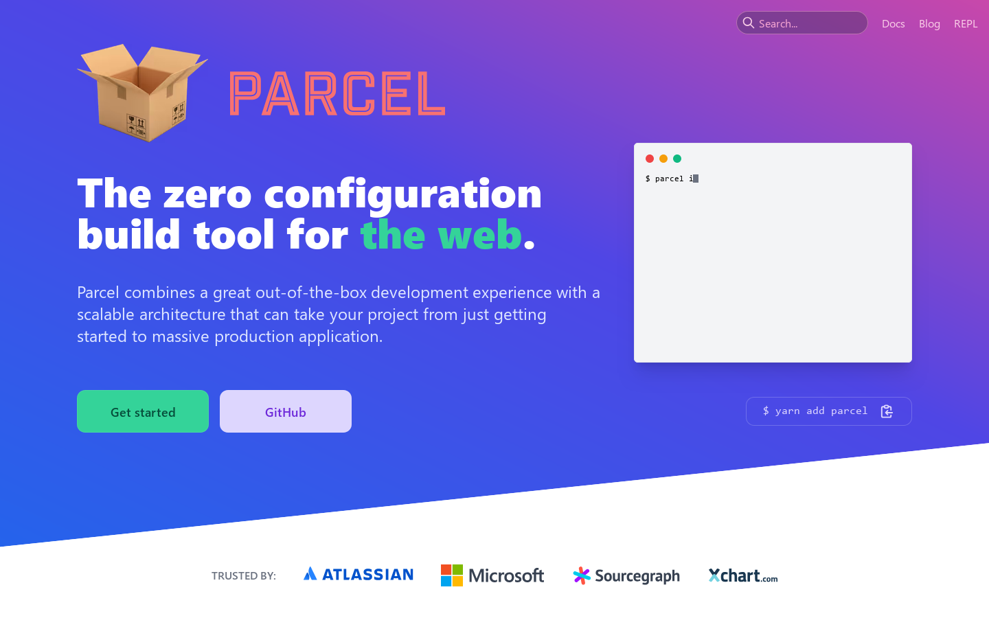 Parcel Homepage screenshot