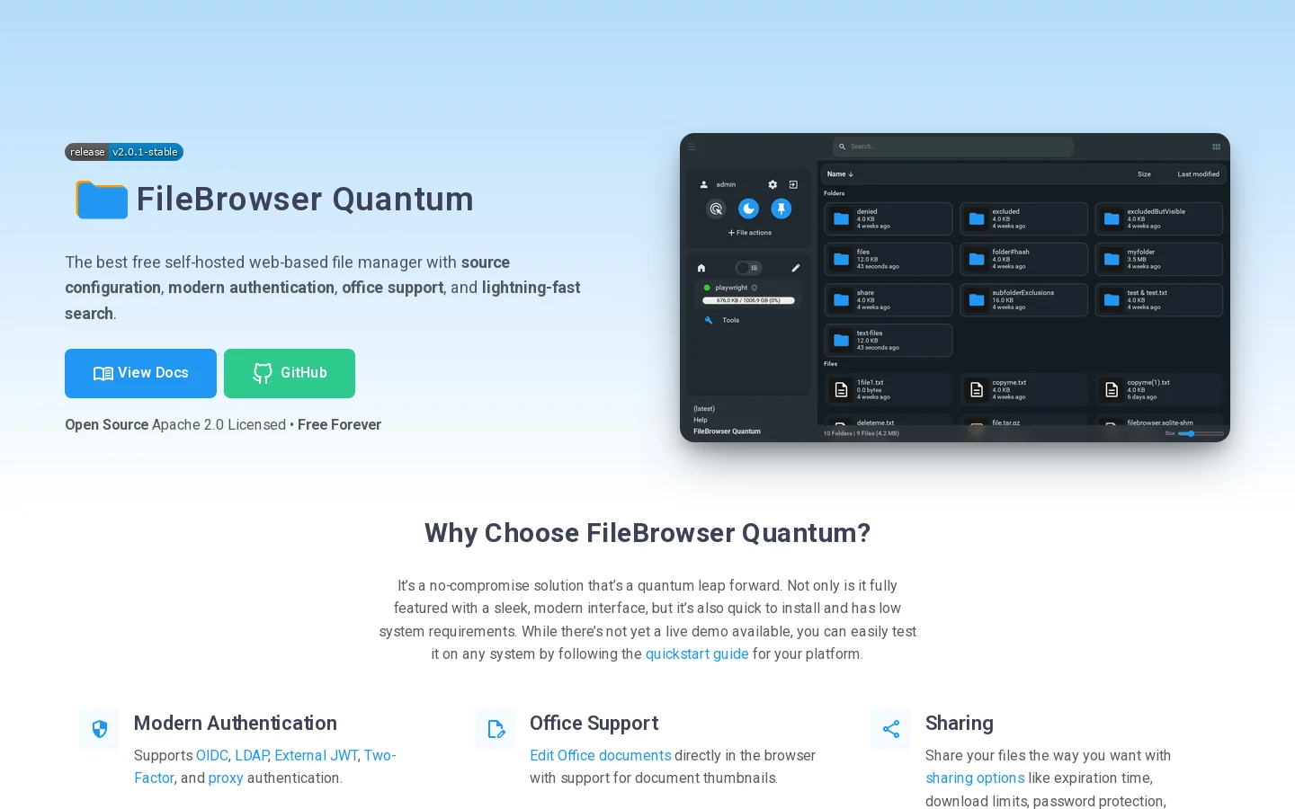 https://filebrowserquantum.com/en/ Homepage screenshot