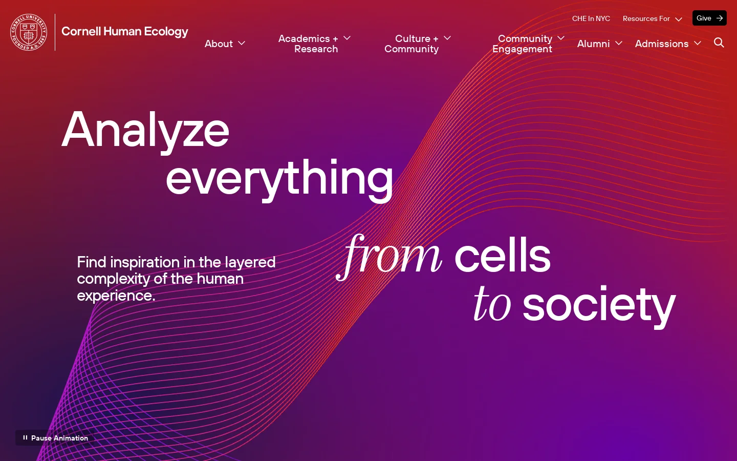 Cornell Human Ecology Homepage screenshot