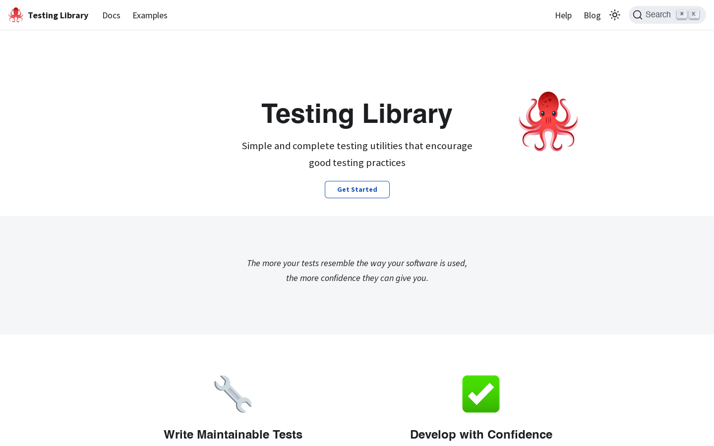 Testing Library Homepage screenshot