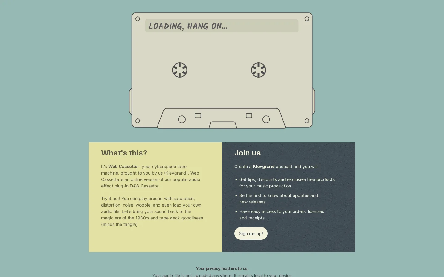 Web Cassette Homepage screenshot