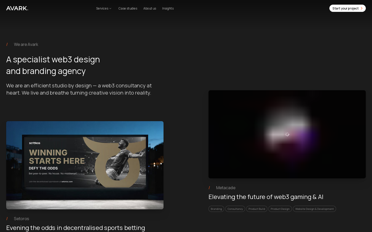 Avark Homepage screenshot