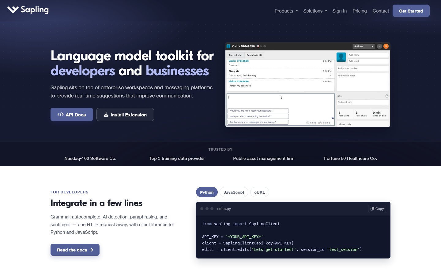 Sapling Homepage screenshot