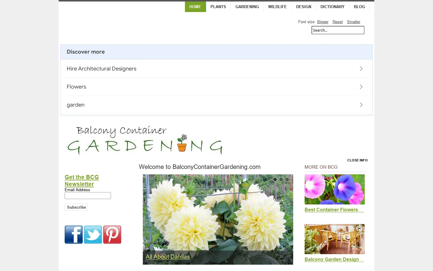 Balcony Container Gardening Homepage screenshot
