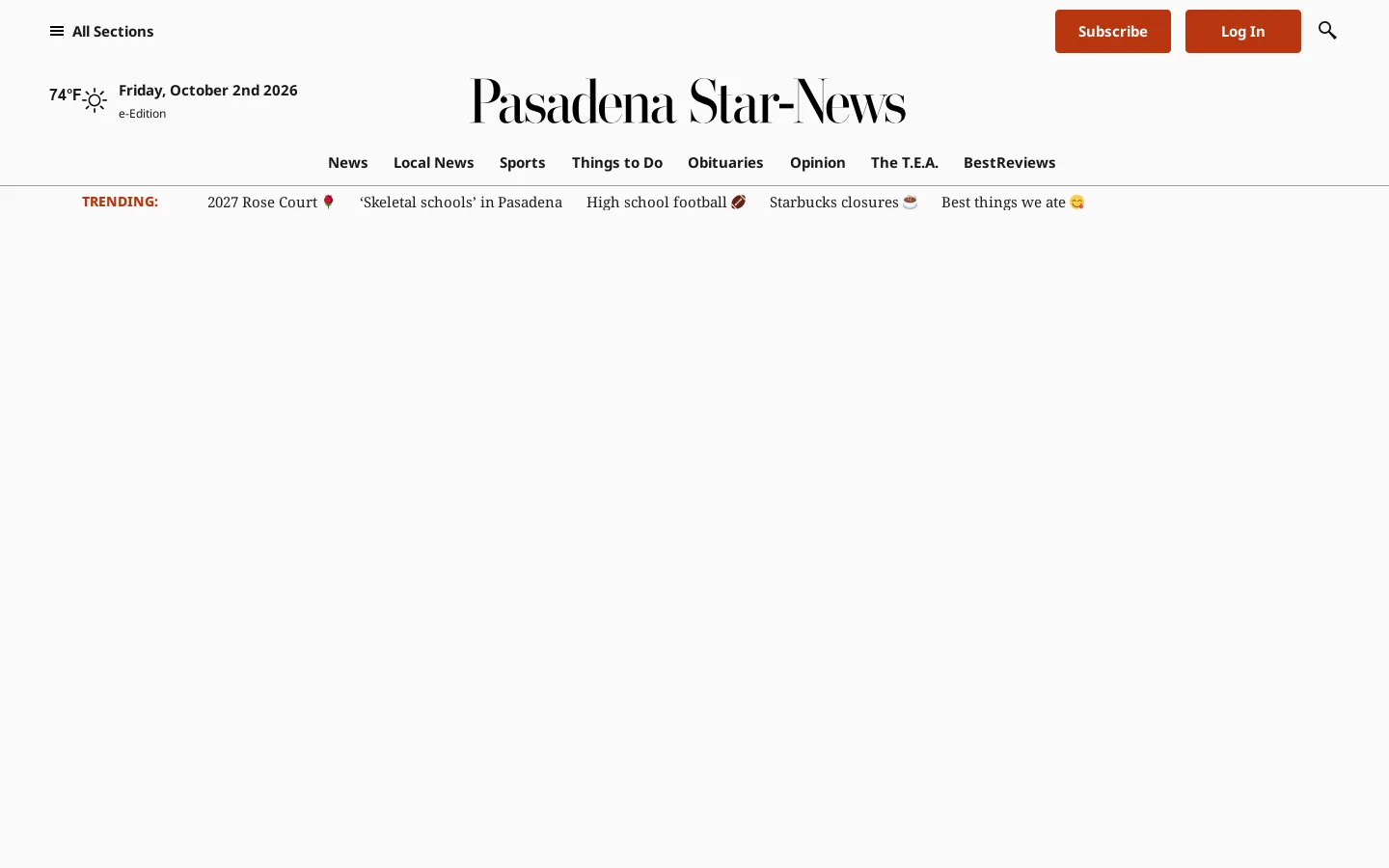 Pasadena Star-News Homepage screenshot