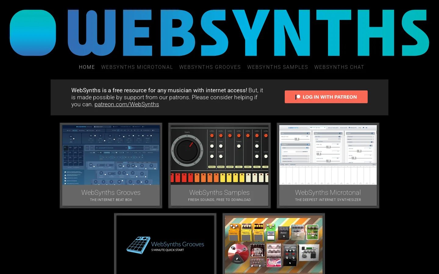 WebSynths Homepage screenshot
