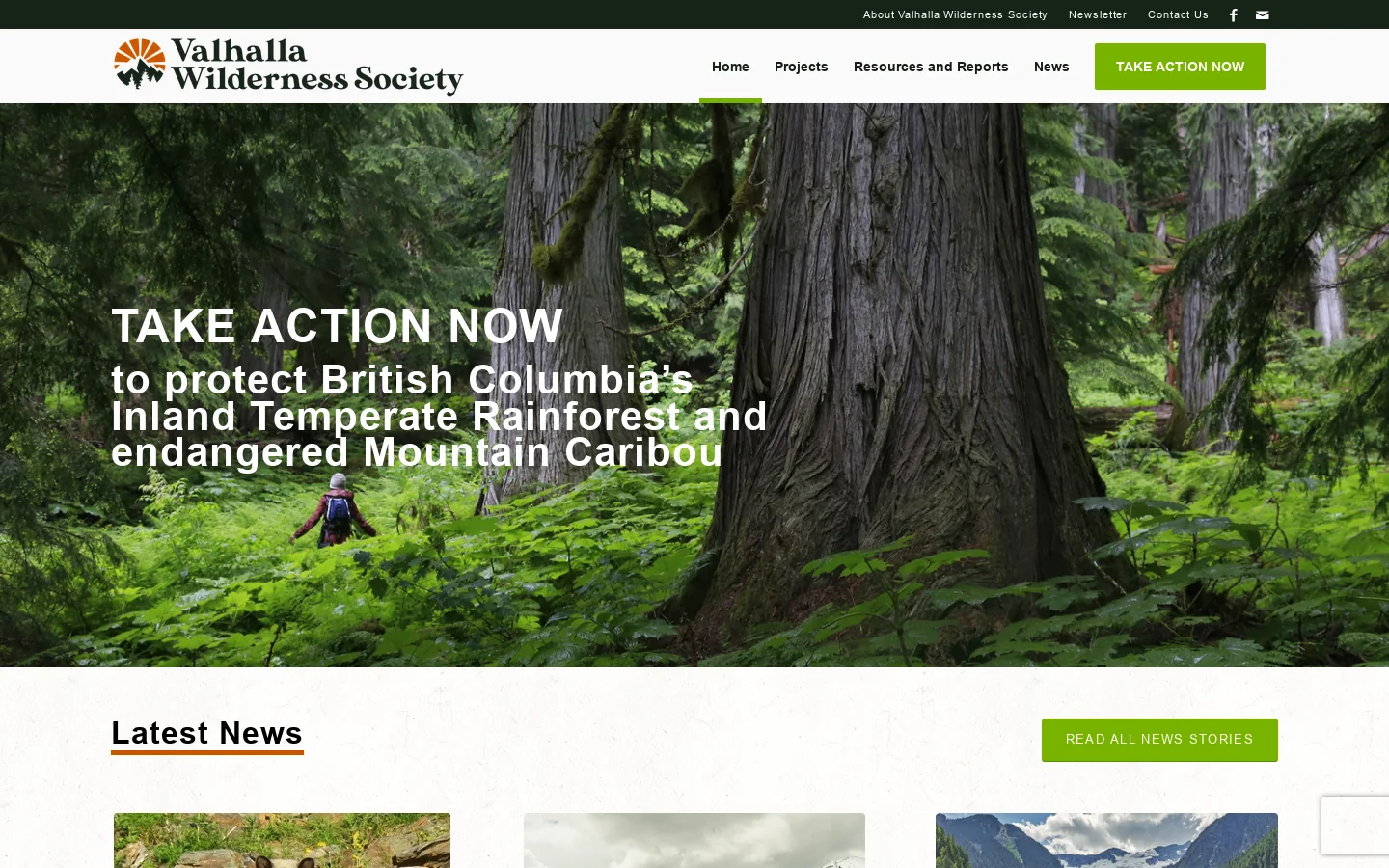 Valhalla Wilderness Society - Champions of Conservation Since 1975 Homepage screenshot