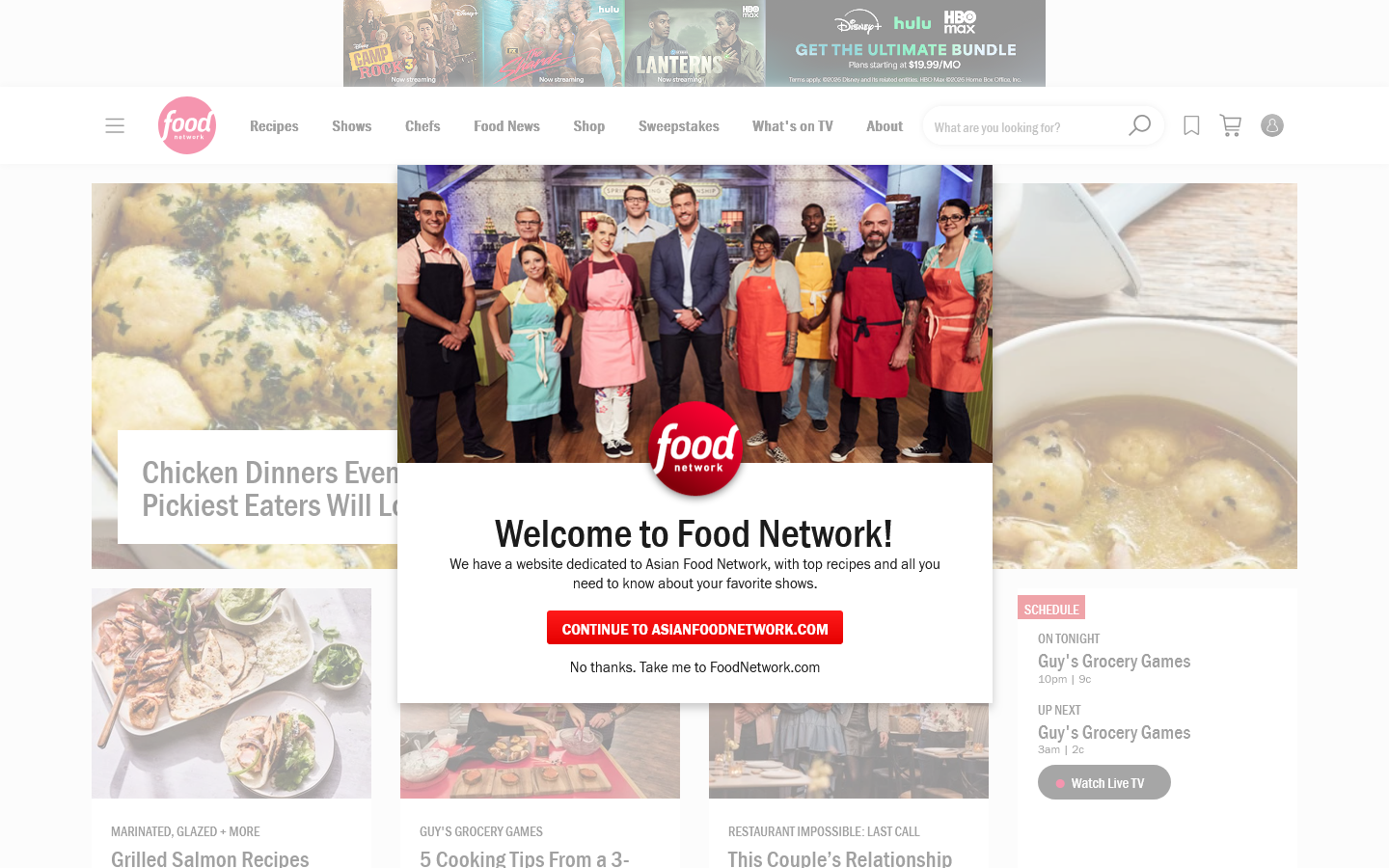 Food Network Homepage screenshot