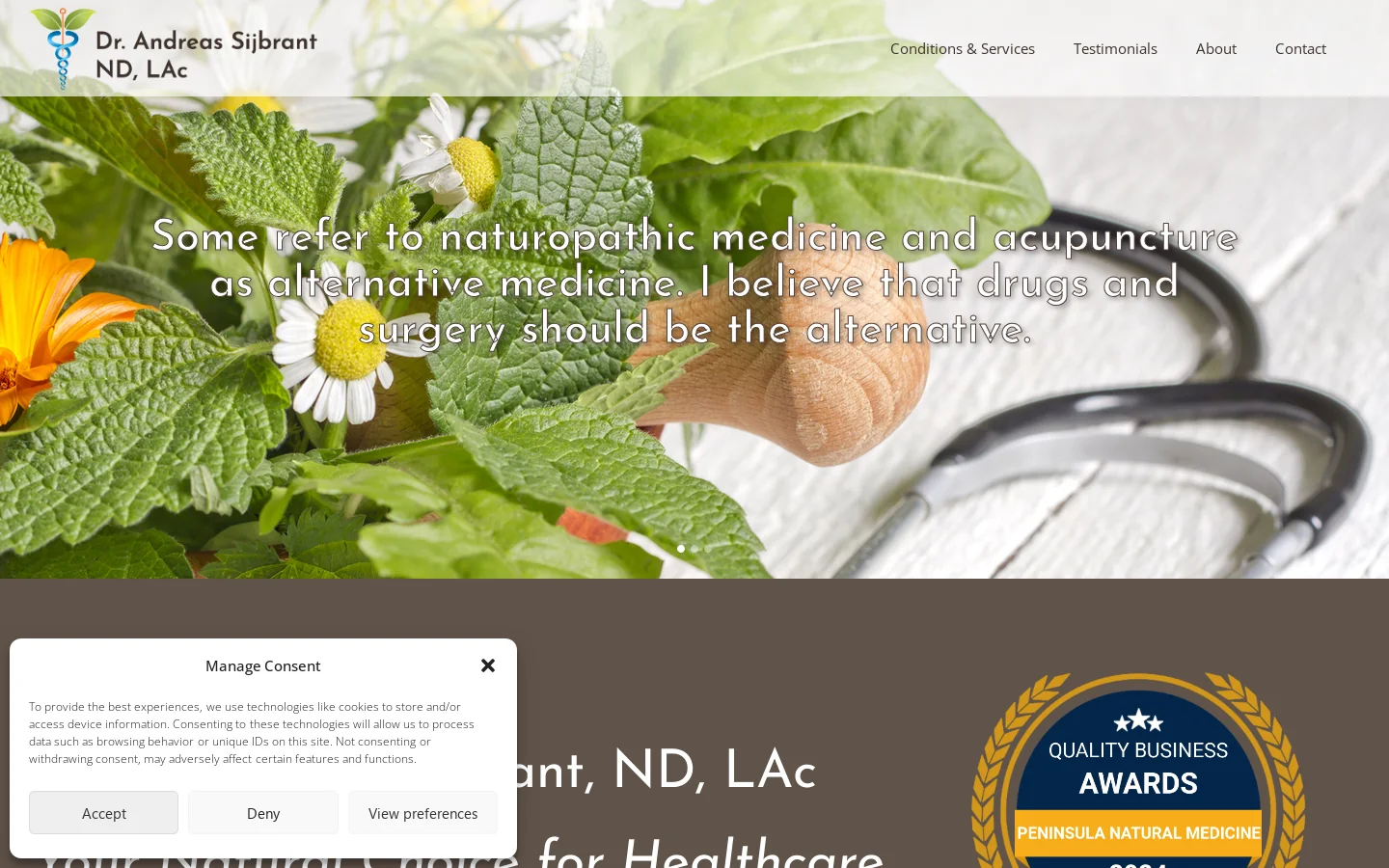 Dr. Sijbrant provides alternative medicine, acupuncture, naturopathic and holistic treatments | Dr. Sijbrant is a Naturopathic Doctor and Acupuncturist working in the Bay Area Homepage screenshot