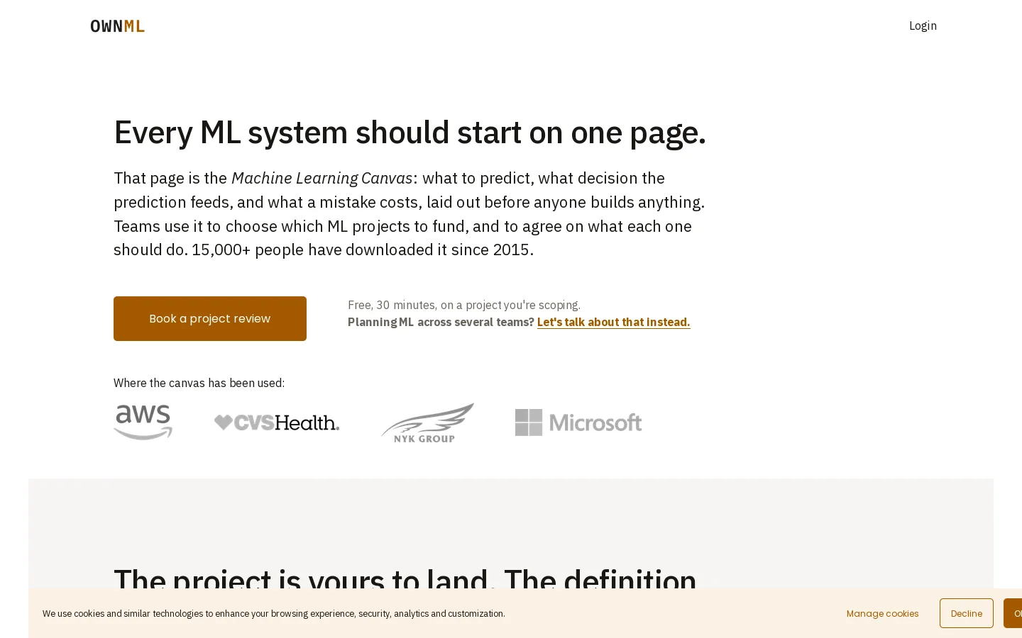 OWNML Homepage screenshot