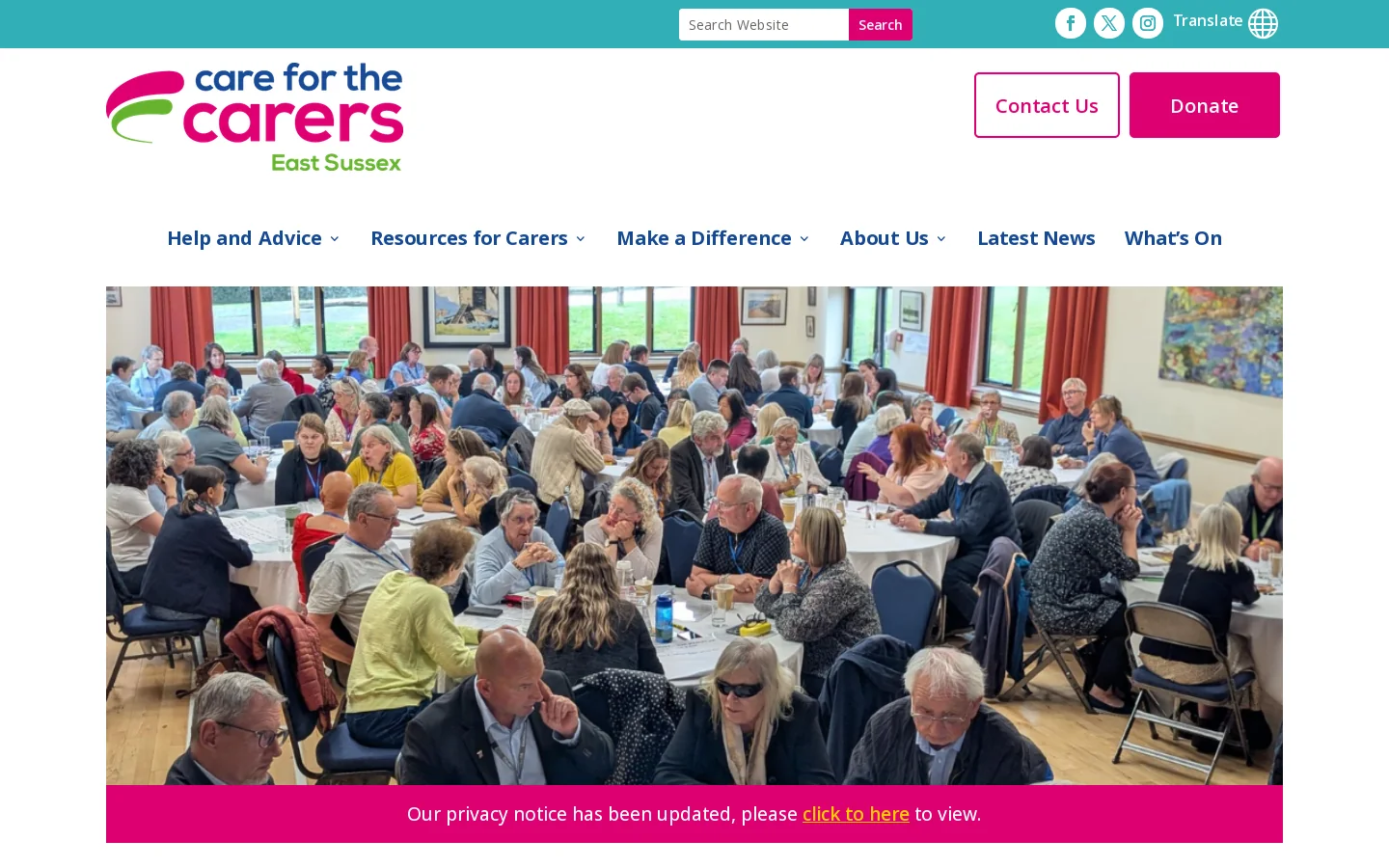 Care for the Carers - Supporting carers in East Sussex Homepage screenshot