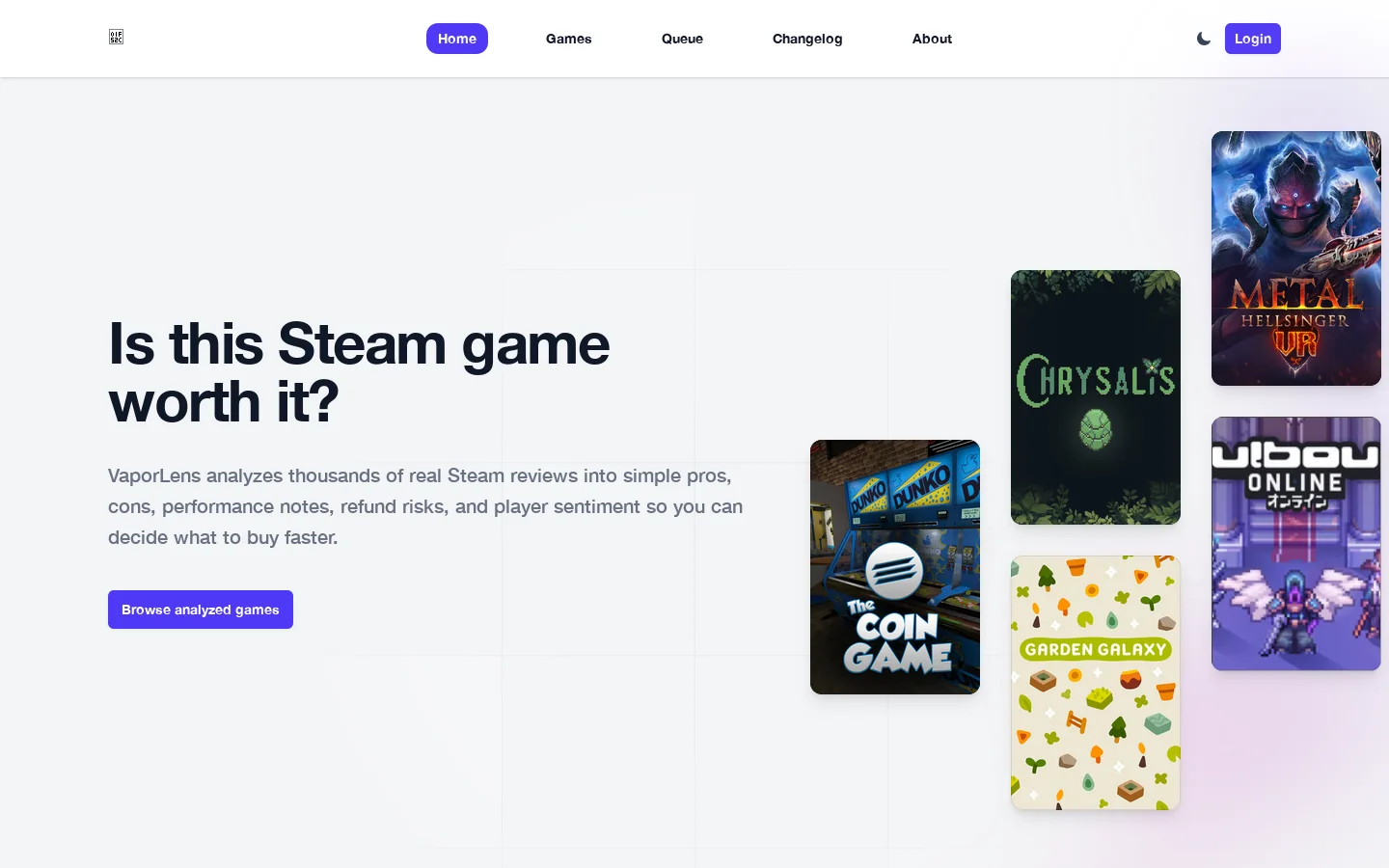 VaporLens Homepage screenshot