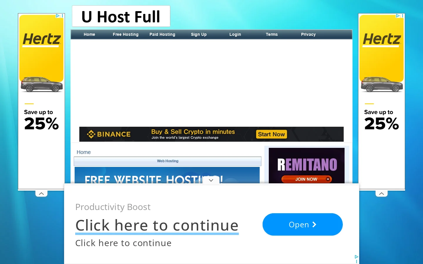 U Host Full Homepage screenshot