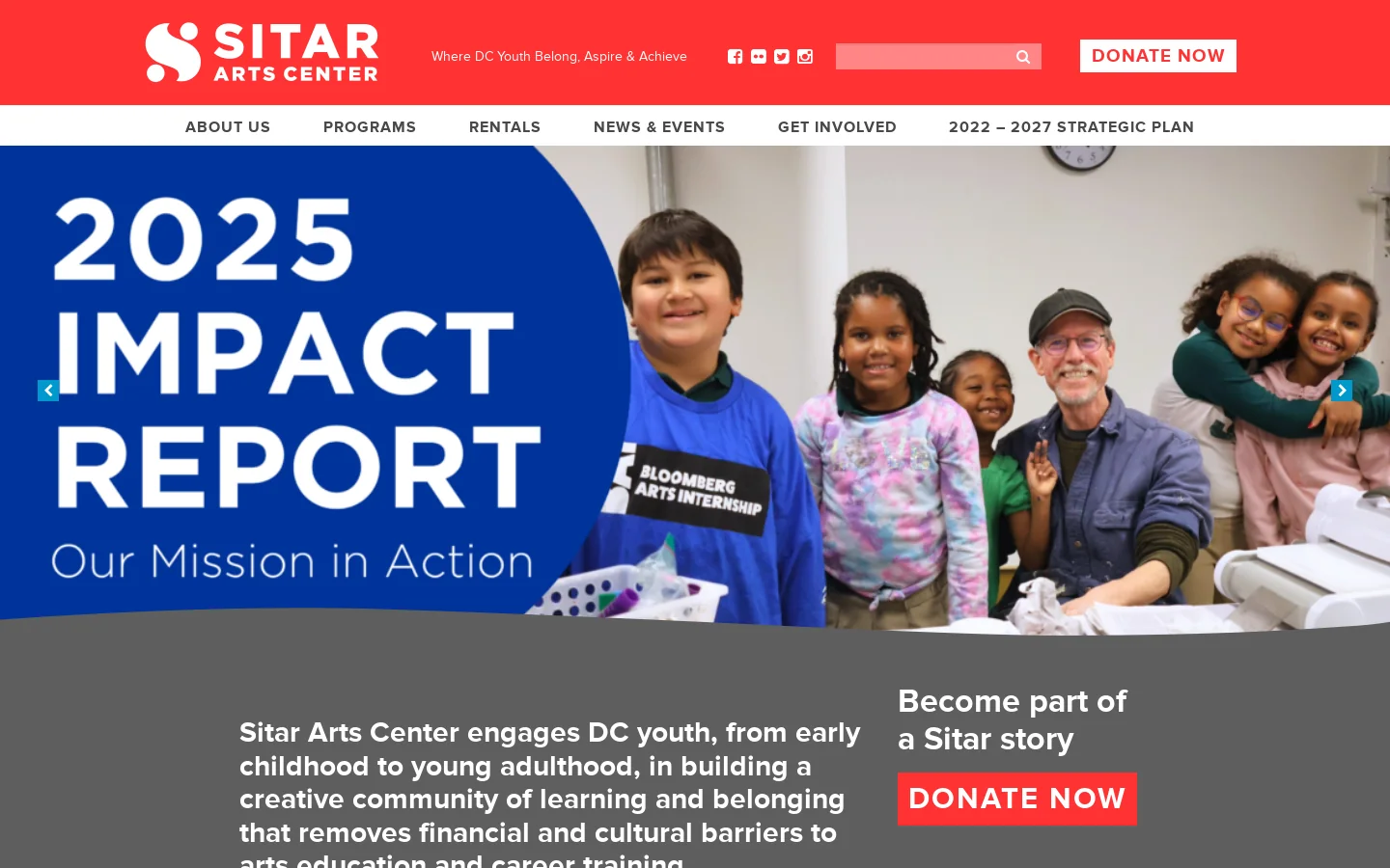Sitar Arts Center Homepage screenshot