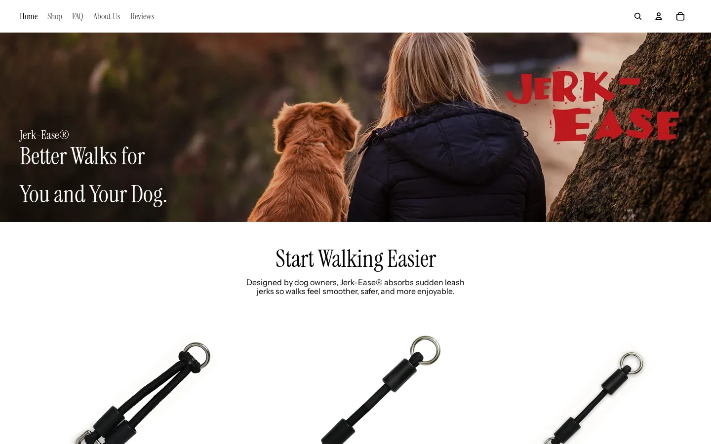 Jerk-Ease® Bungee Dog Leash Extension Homepage screenshot