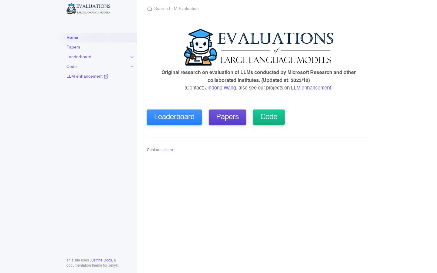 LLM Evaluation Homepage screenshot