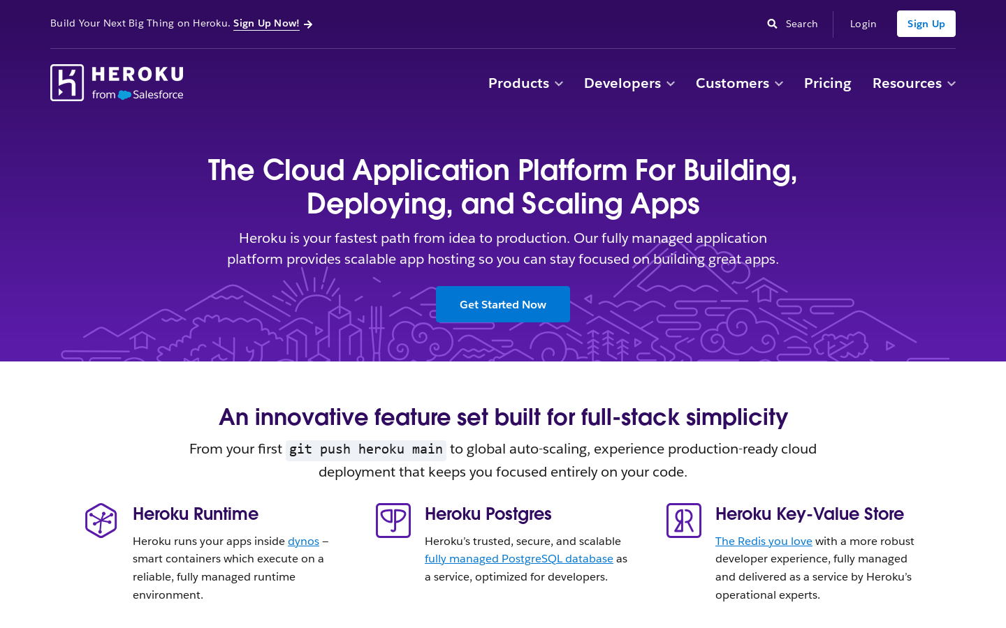 Heroku Homepage screenshot