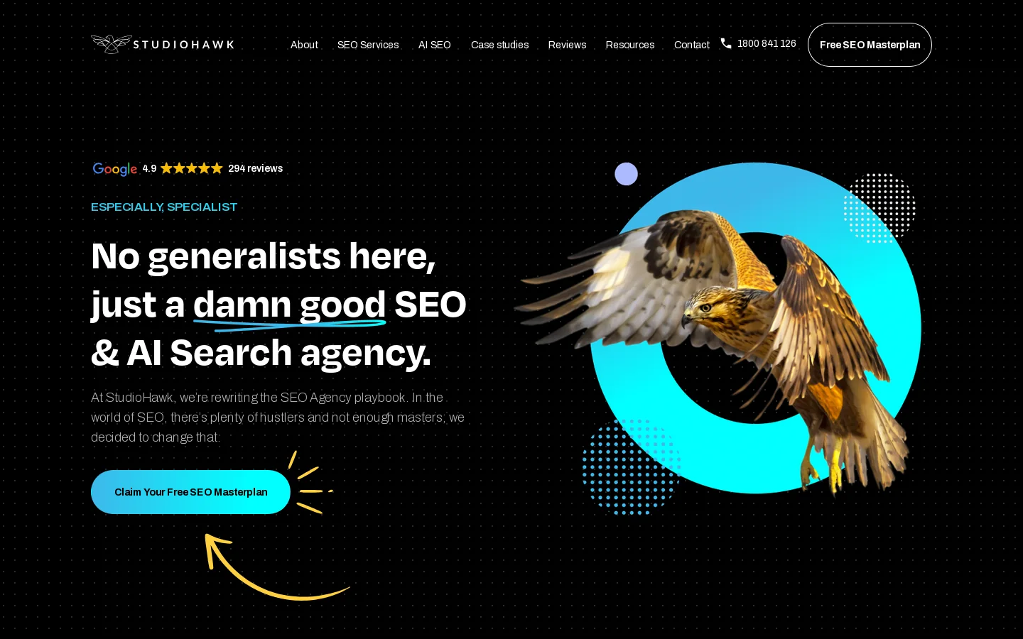 StudioHawk Homepage screenshot