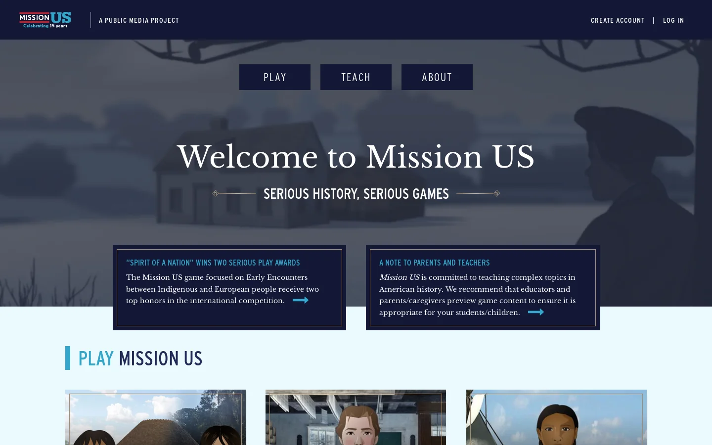 MissionUS Homepage screenshot