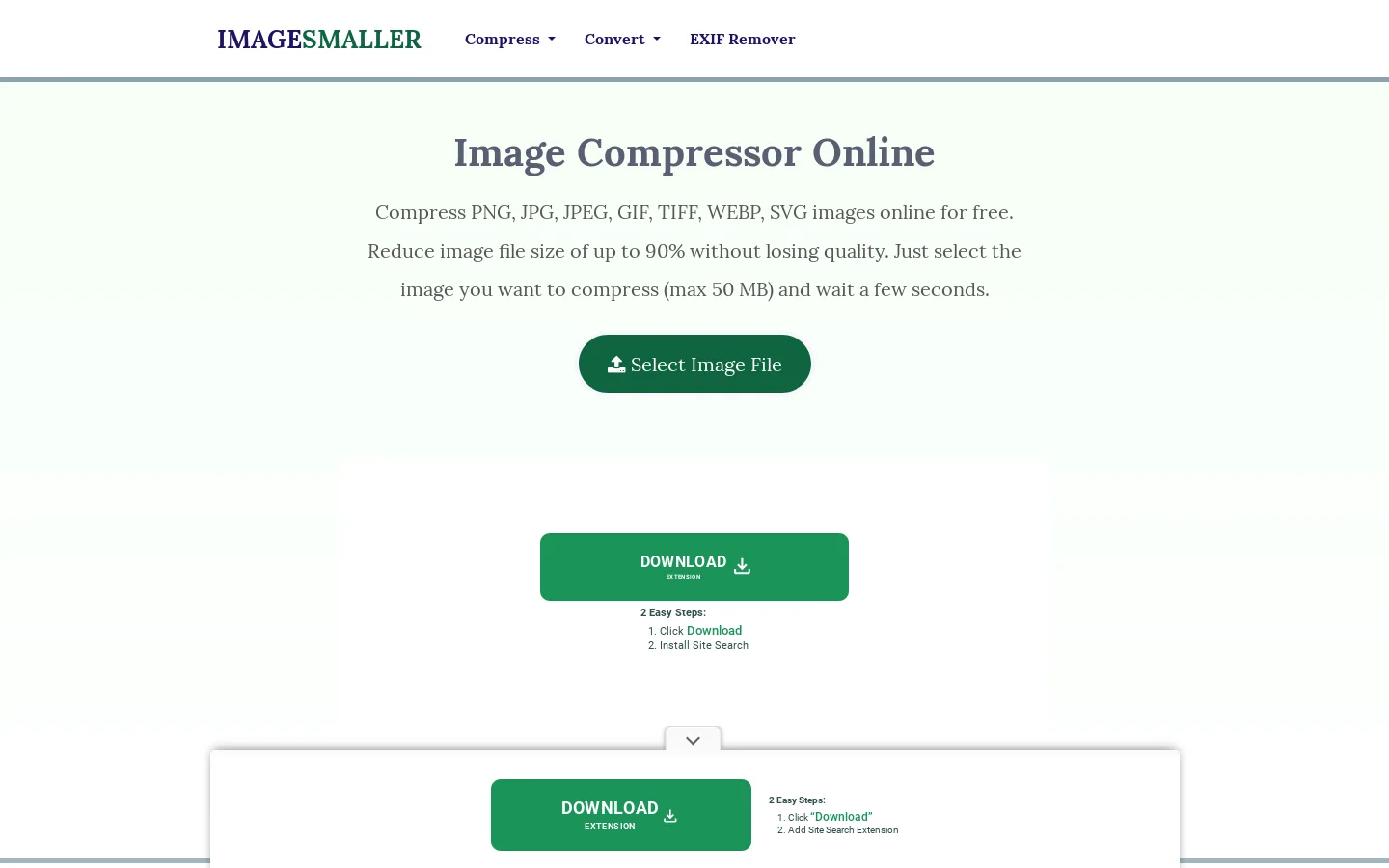 ImageSmaller Homepage screenshot