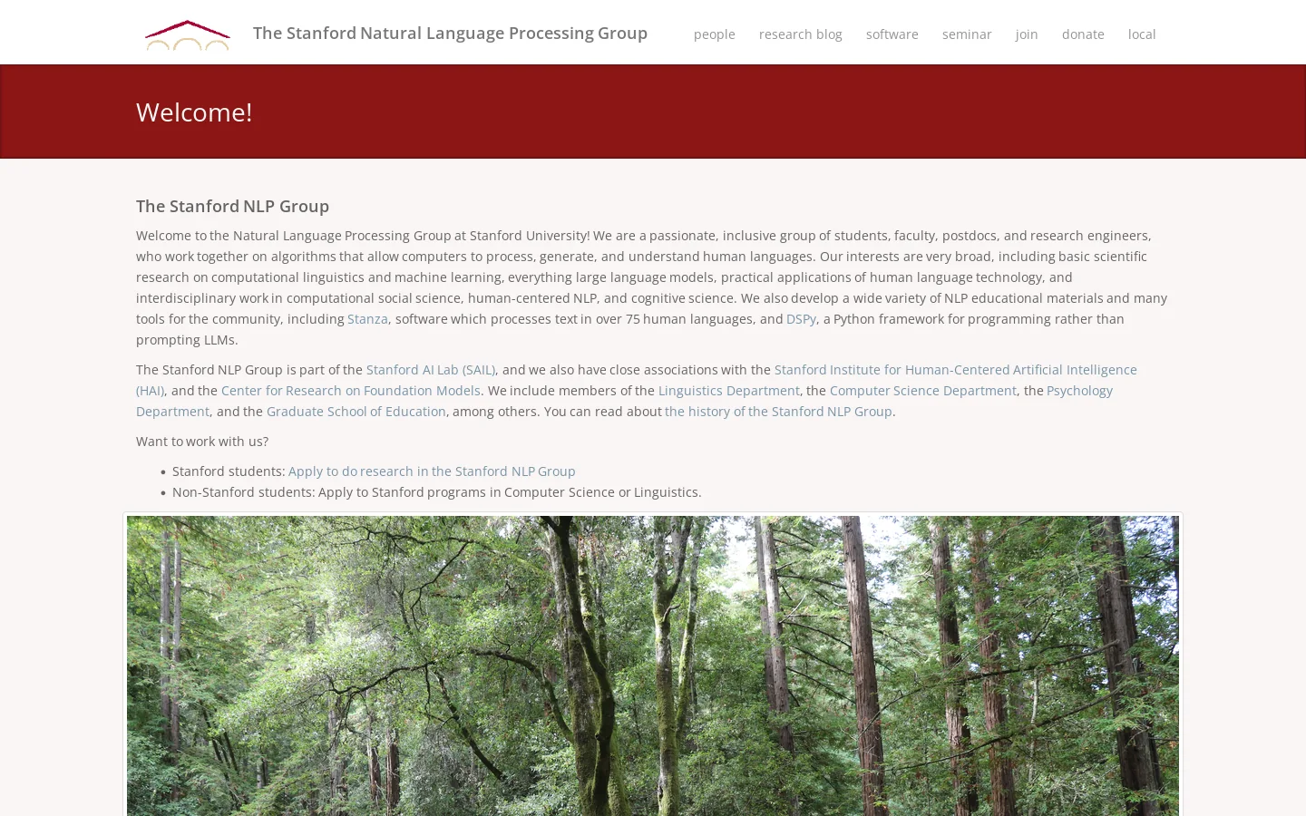 The Stanford Natural Language Processing Group Homepage screenshot