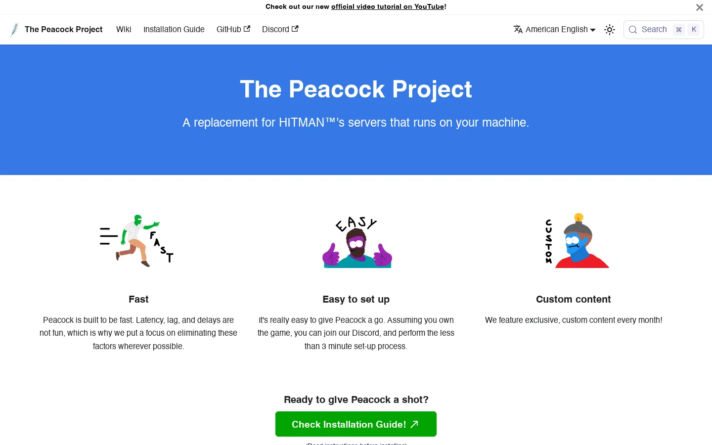 The Peacock Project Homepage screenshot