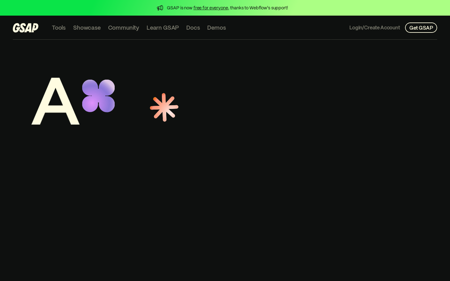 GSAP Homepage screenshot