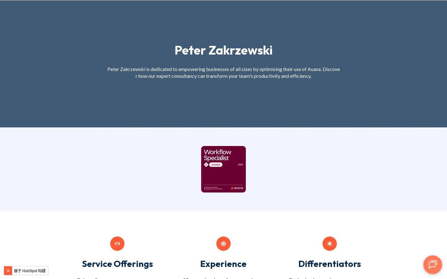 Peter Zakrzewski | Asana Solutions Partner Homepage screenshot