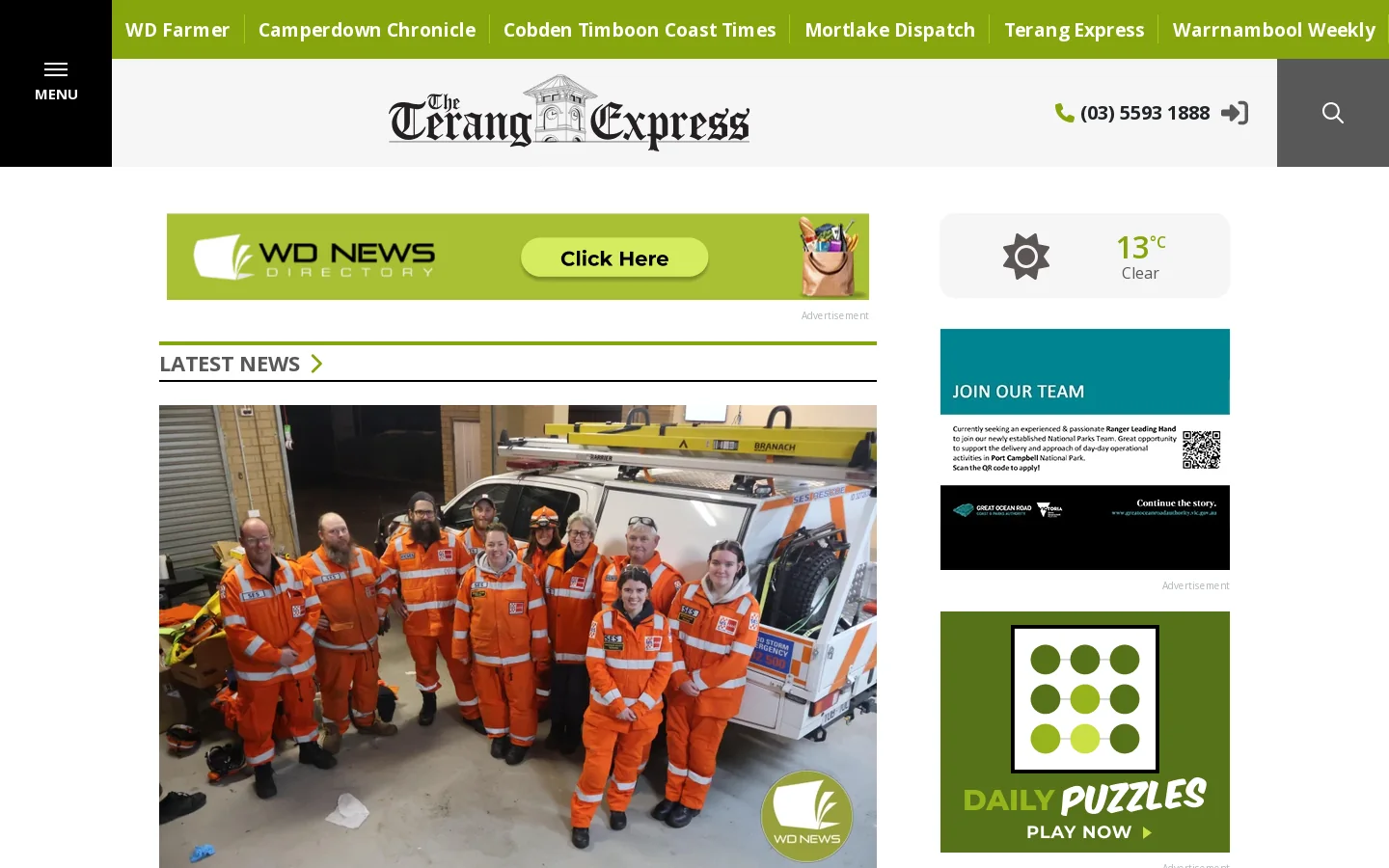 WD News Publications | Local News covering Sport, Council & Community for Camperdown, Cobden, Colac, Mortlake, Terang, Timboon & Simpson in VIC Australia. Homepage screenshot