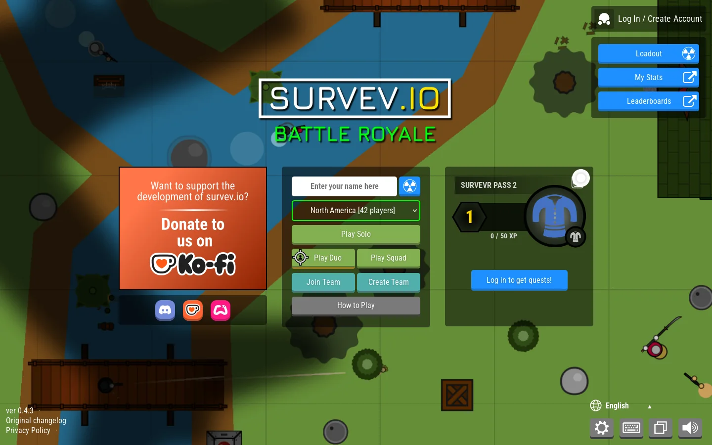 survev.io Homepage screenshot