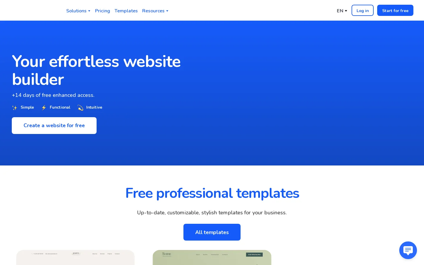 Weblium Website Builder Homepage screenshot