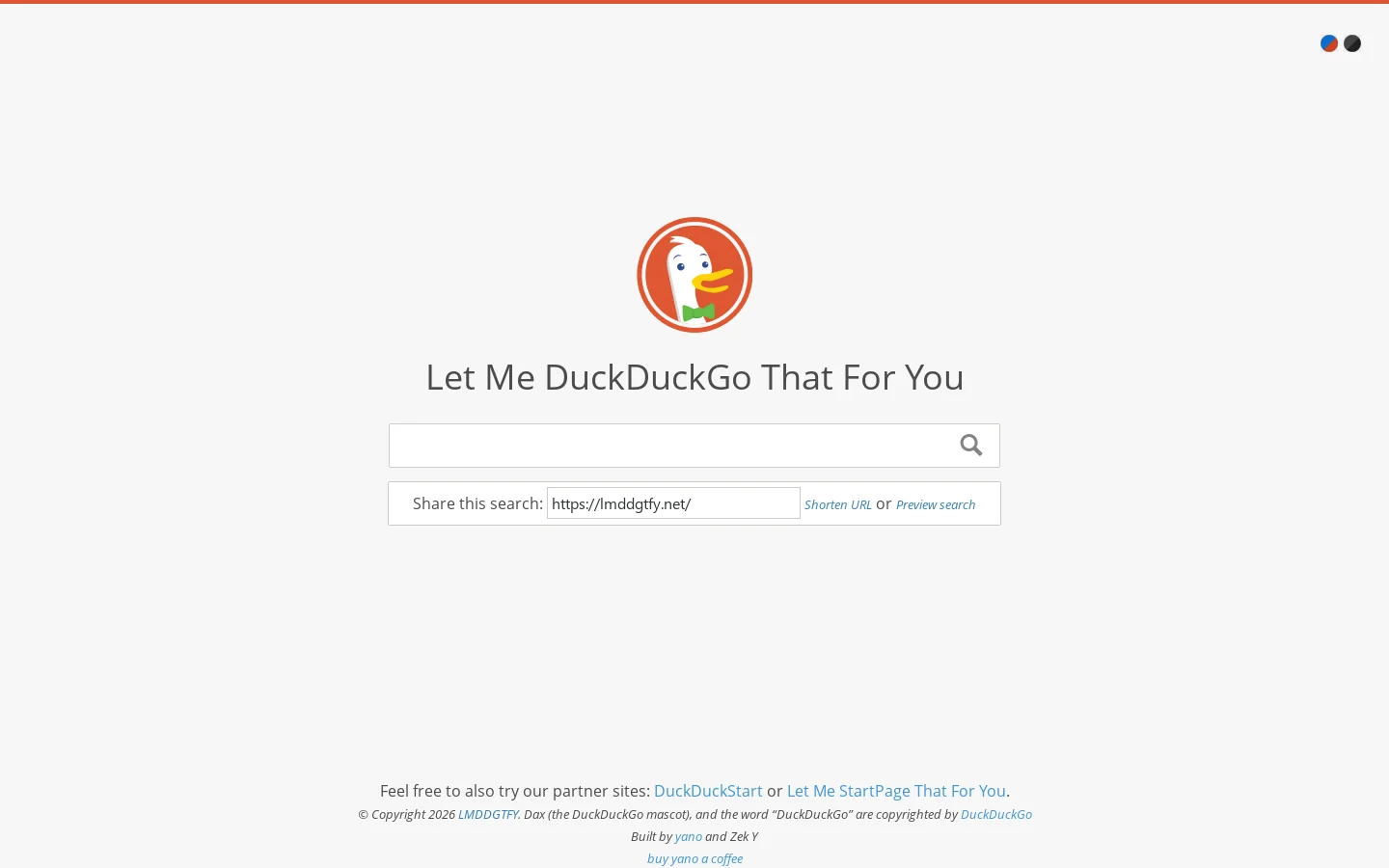 LMDDGTFY Homepage screenshot