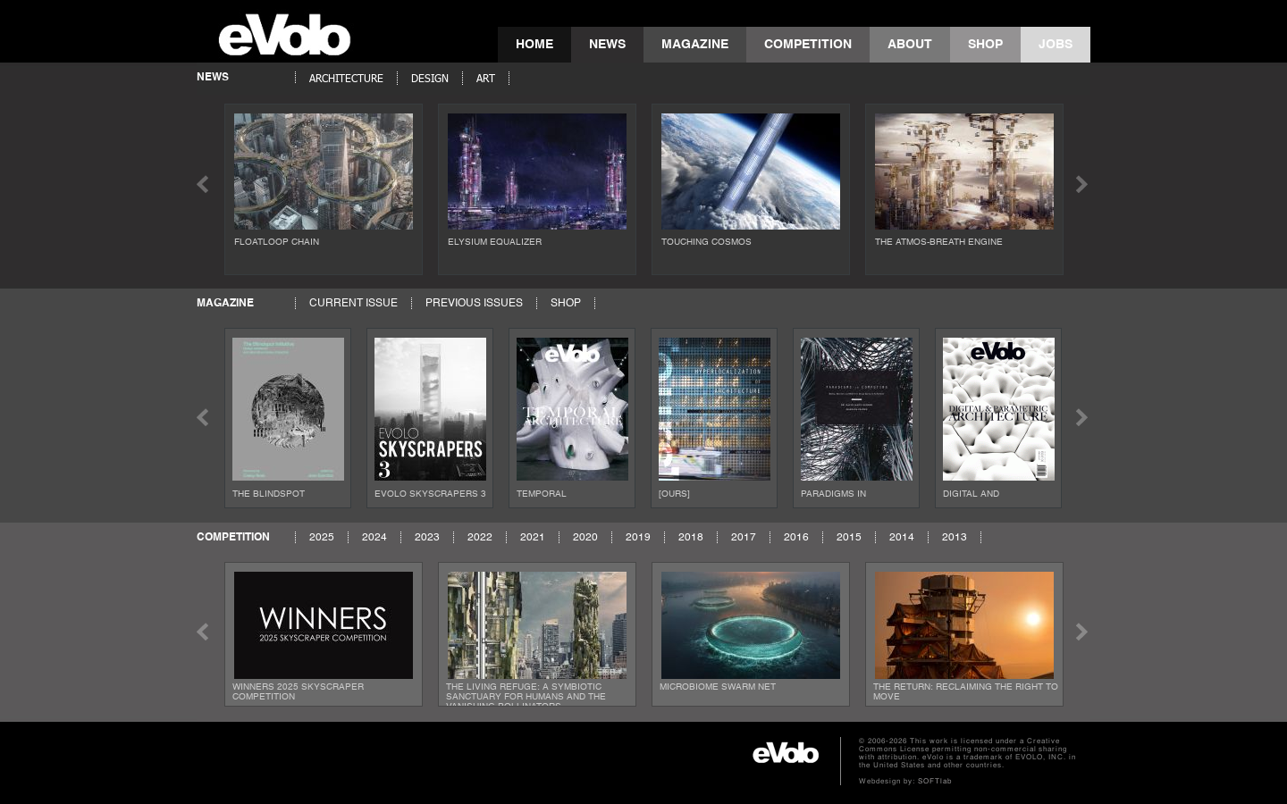 eVolo Homepage screenshot
