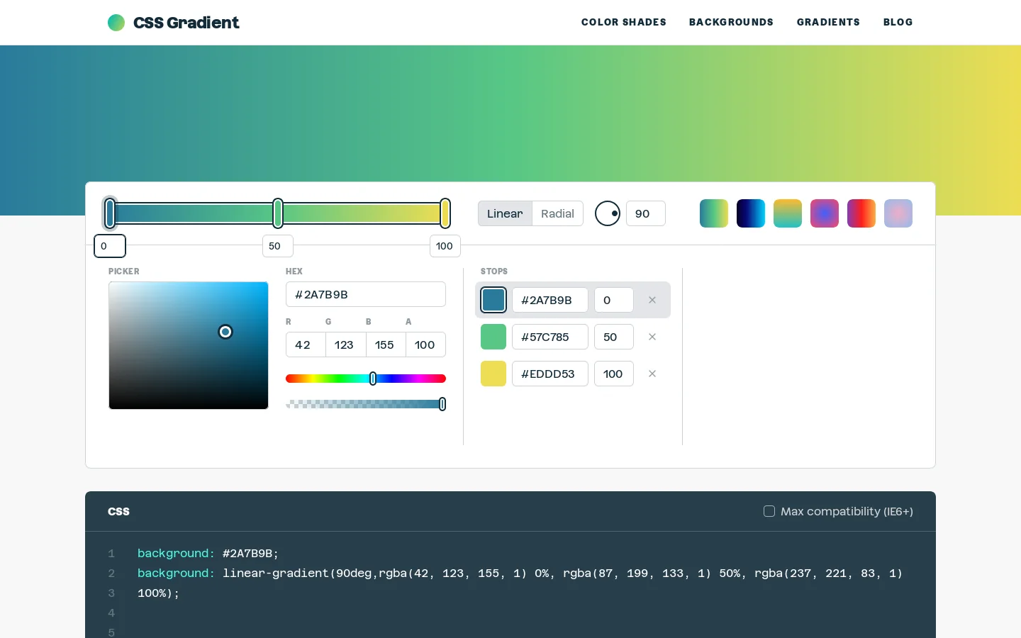 CSS Gradient Homepage screenshot