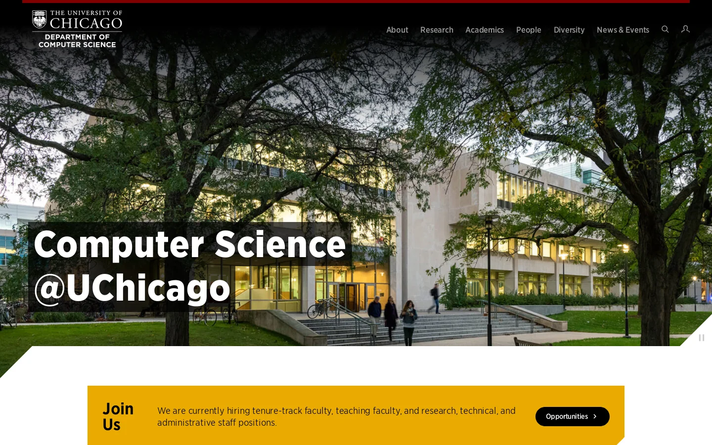Department of Computer Science – Next-gen computer science at UChicago Homepage screenshot