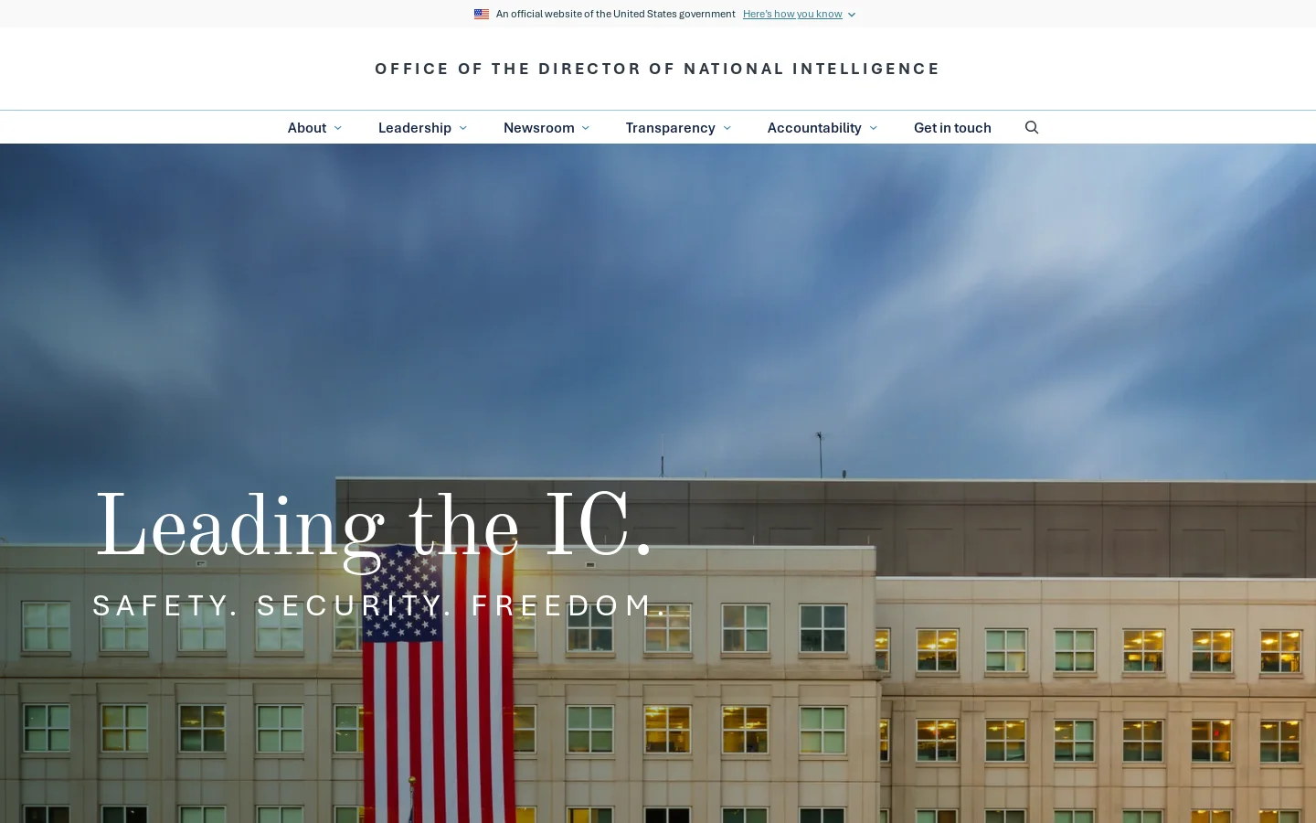About – Office of the Director of National Intelligence – Office of the Director of National Intelligence Homepage screenshot