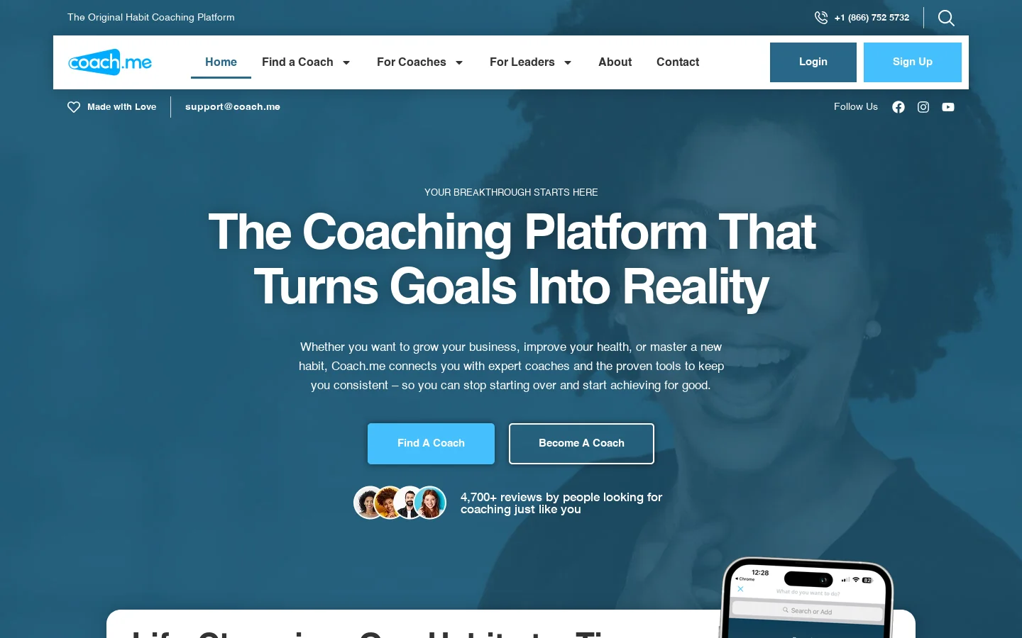 Coach.me Homepage screenshot