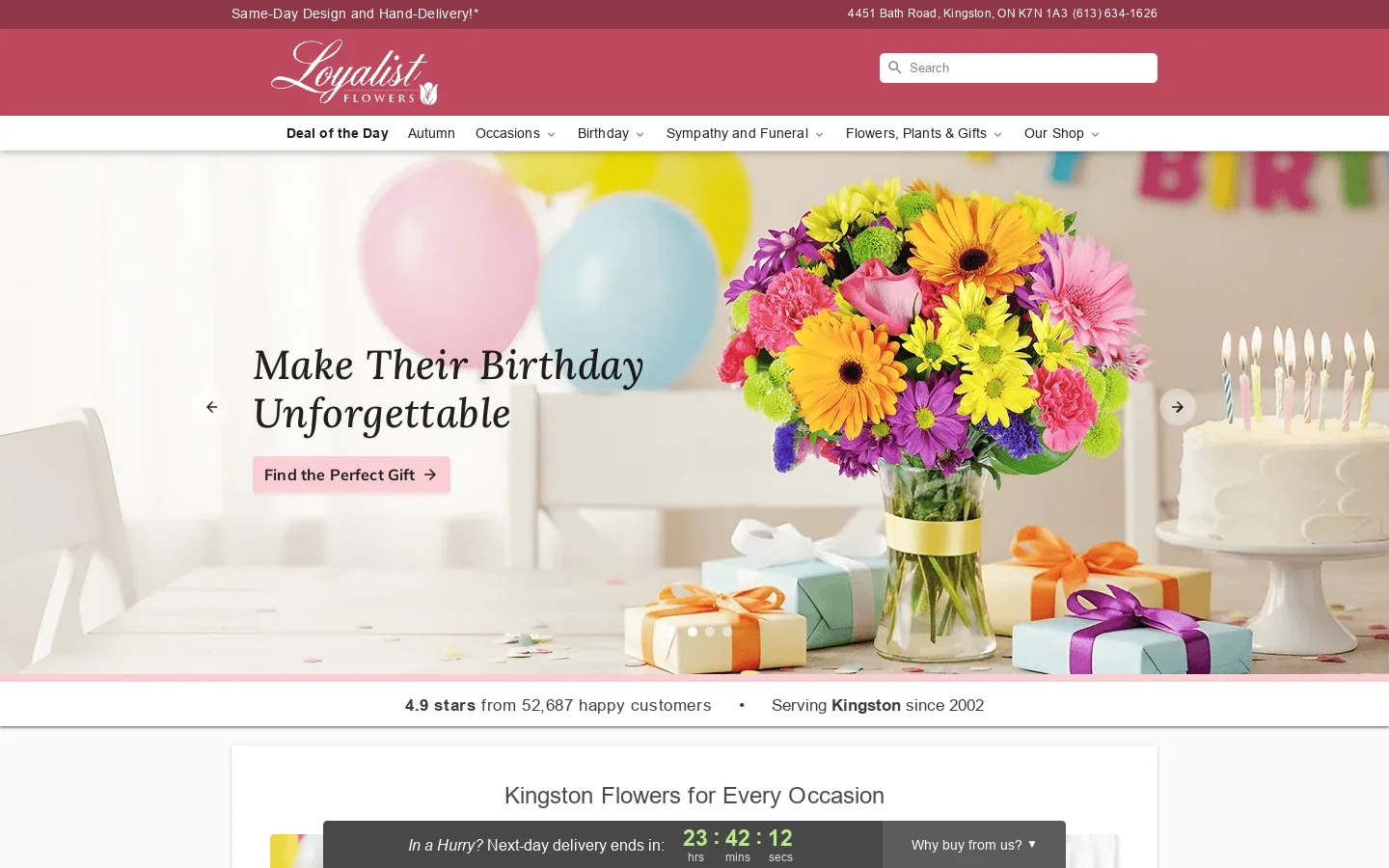 Loyalist Flowers Homepage screenshot