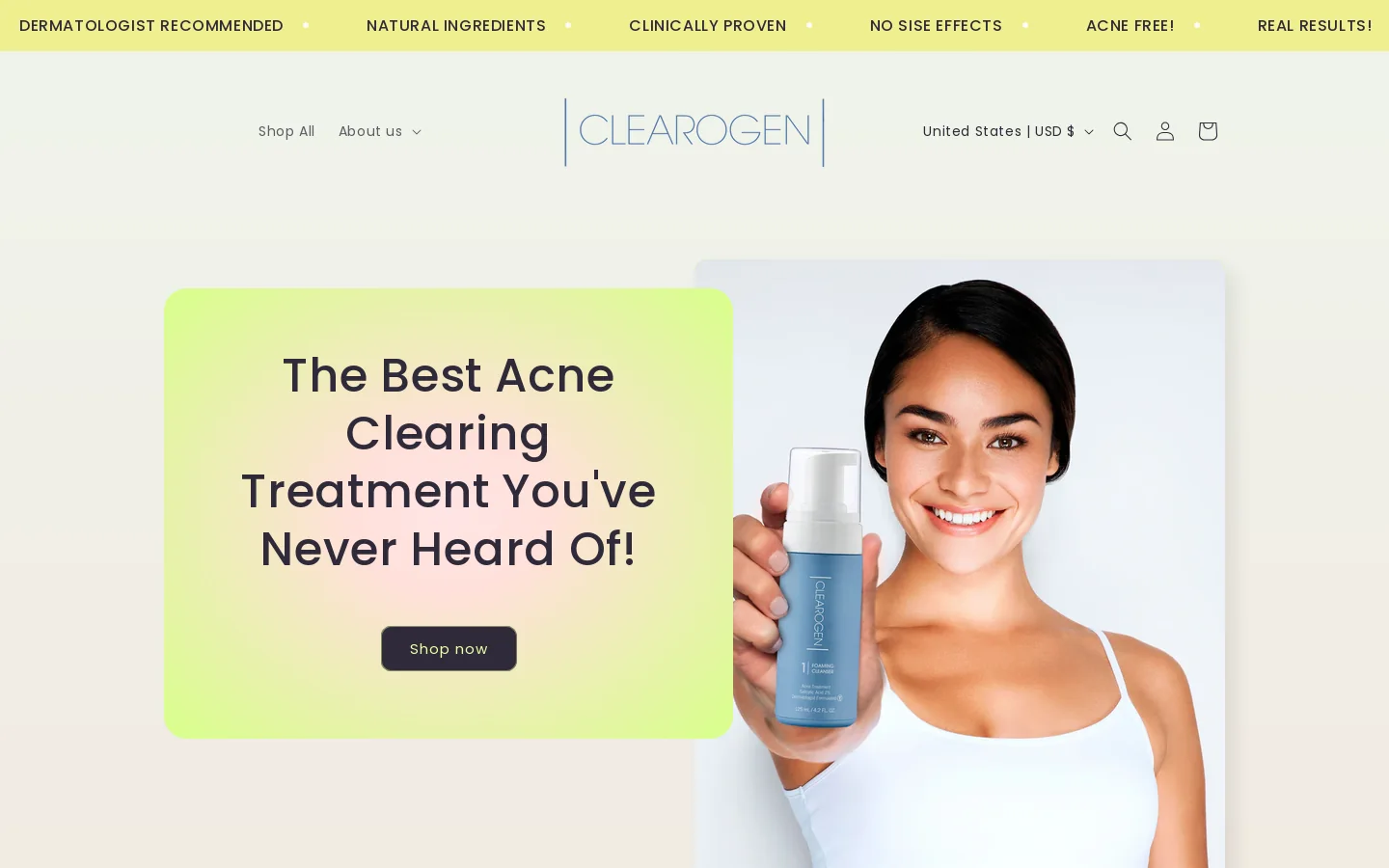Clearogen Homepage screenshot