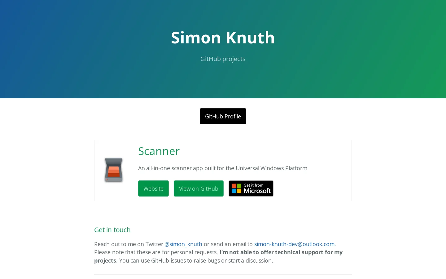 Simon Knuth Homepage screenshot