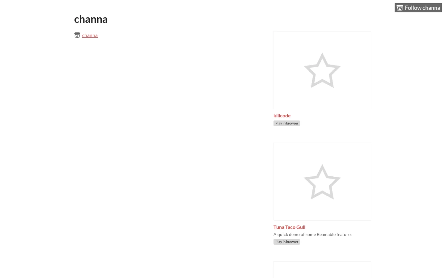 channa Homepage screenshot