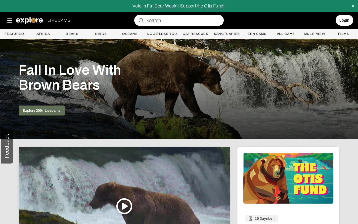 Explore.org Homepage screenshot